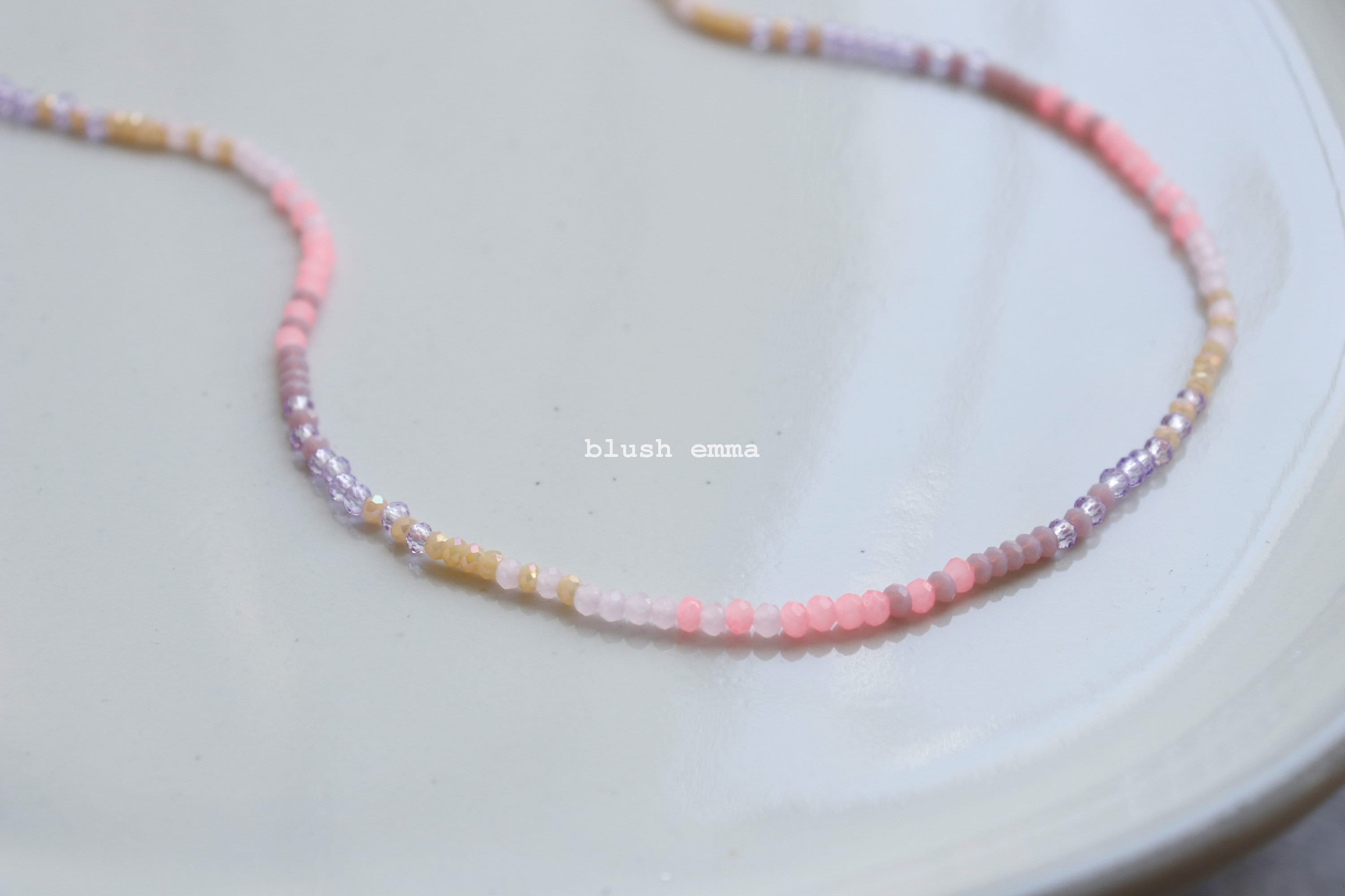 Bright Pink Lilac Ombre Beaded Necklace
