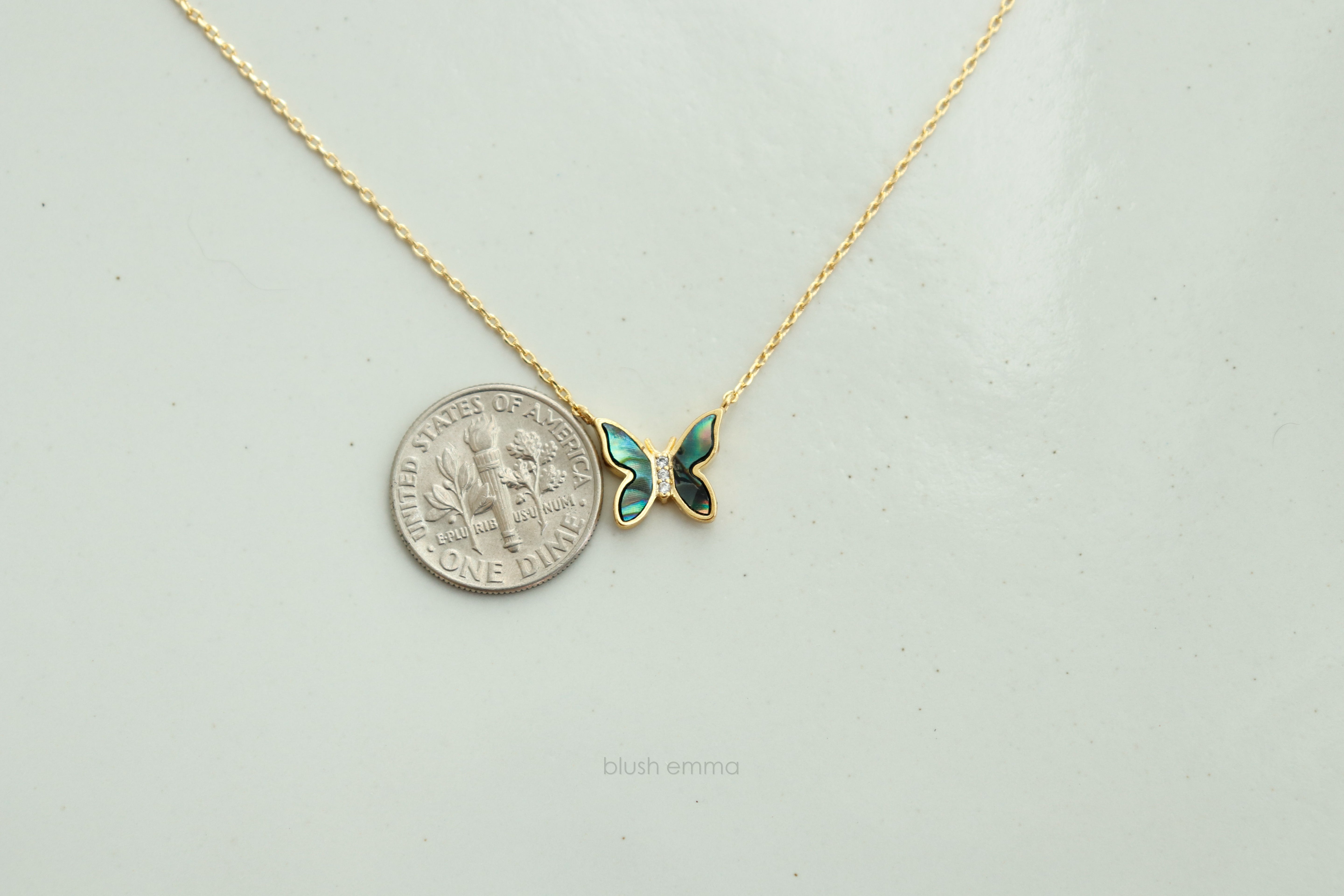 Coastal Abalone Shell Butterfly Necklace