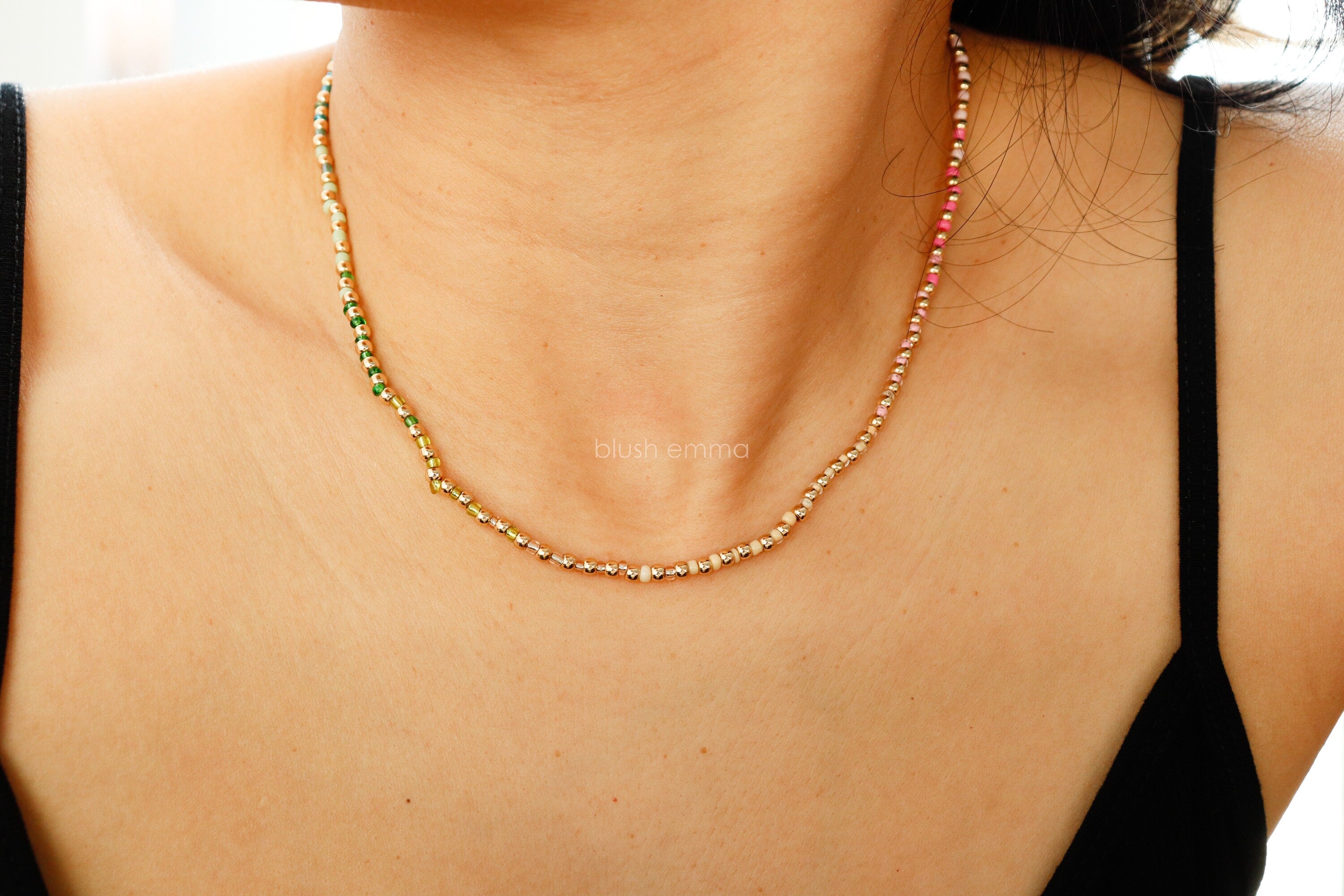 Vibrant Rainbow Color Fully Beaded Necklace