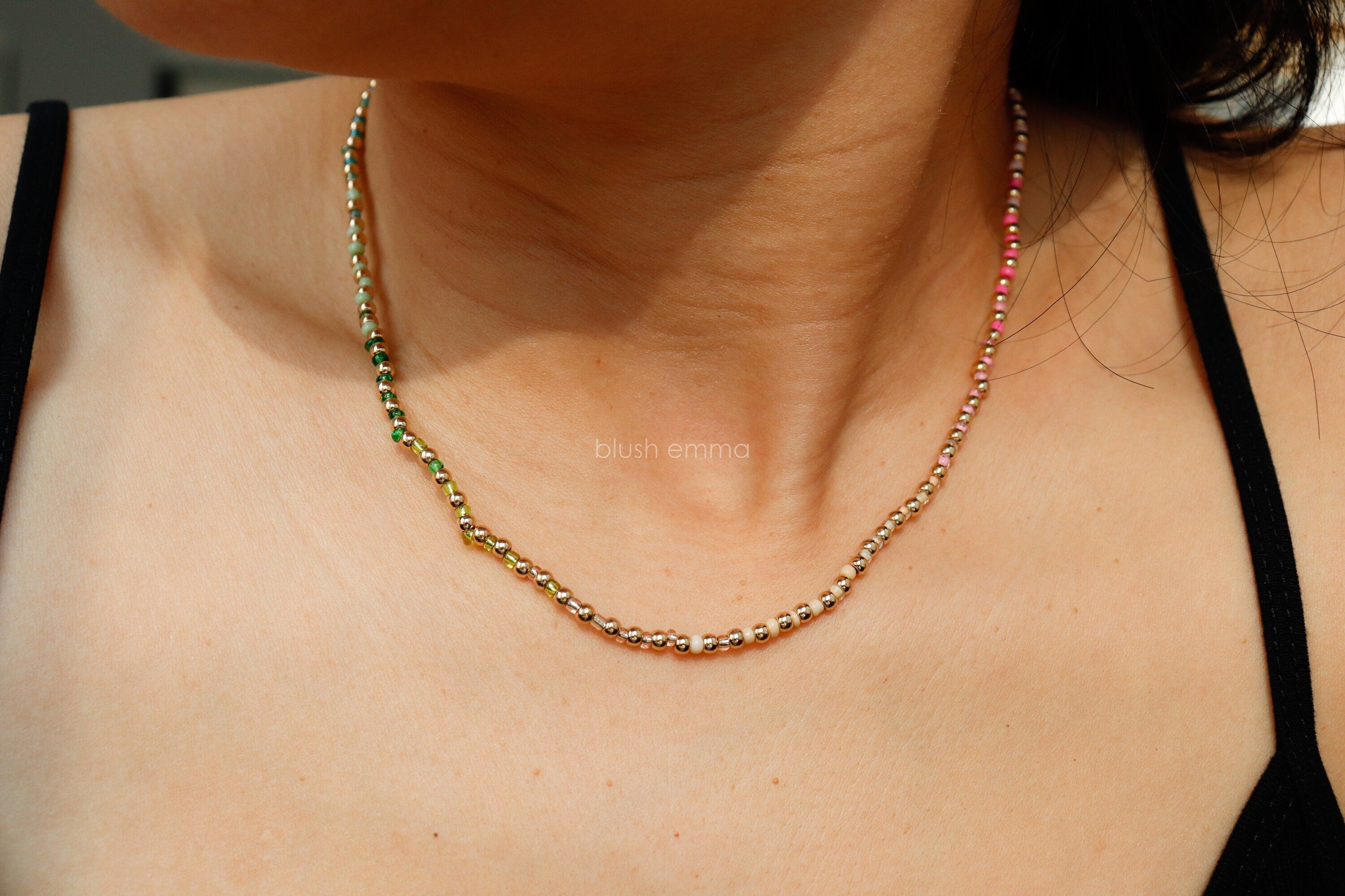 Vibrant Rainbow Color Fully Beaded Necklace