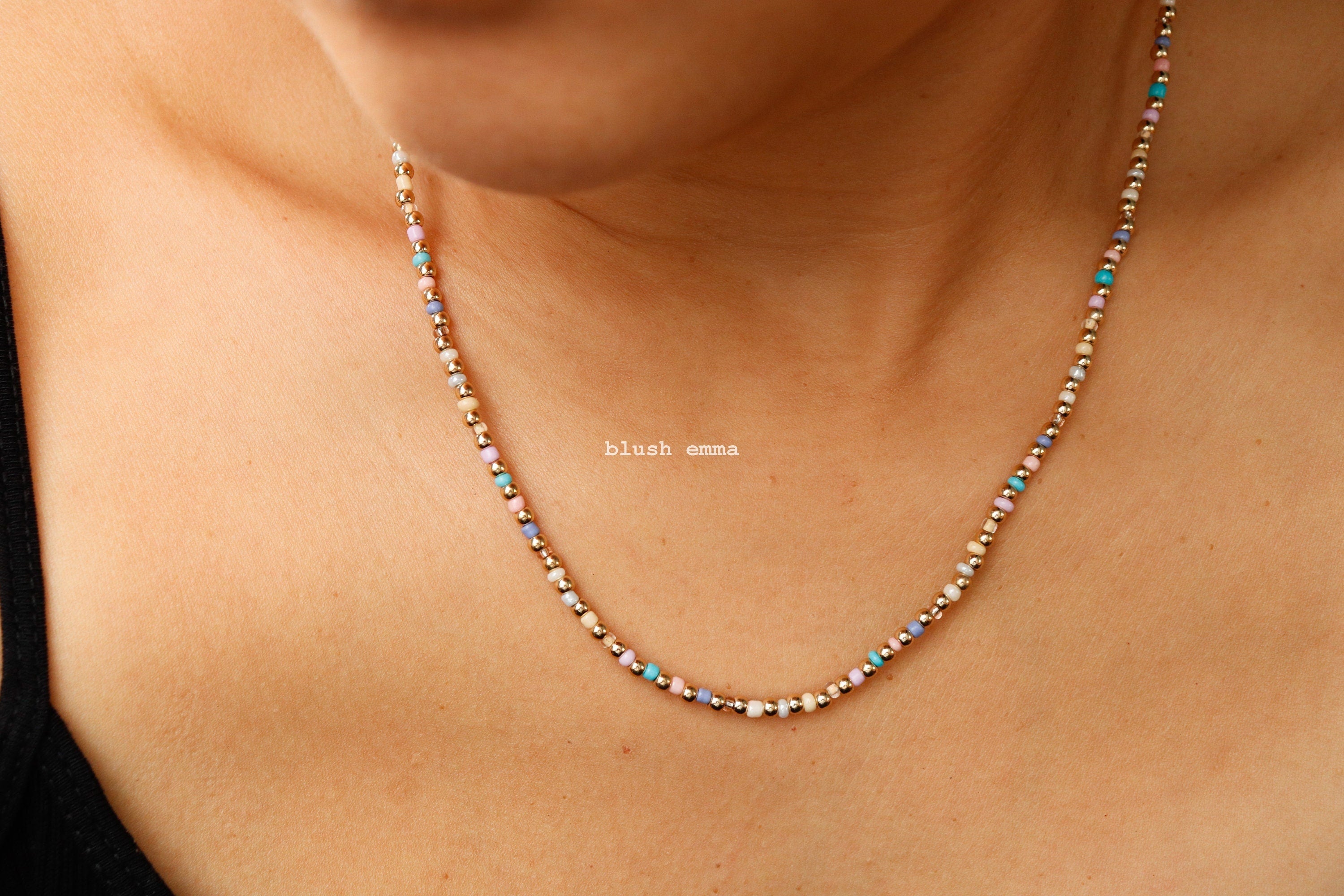 Vibrant Rainbow Color Fully Beaded Necklace