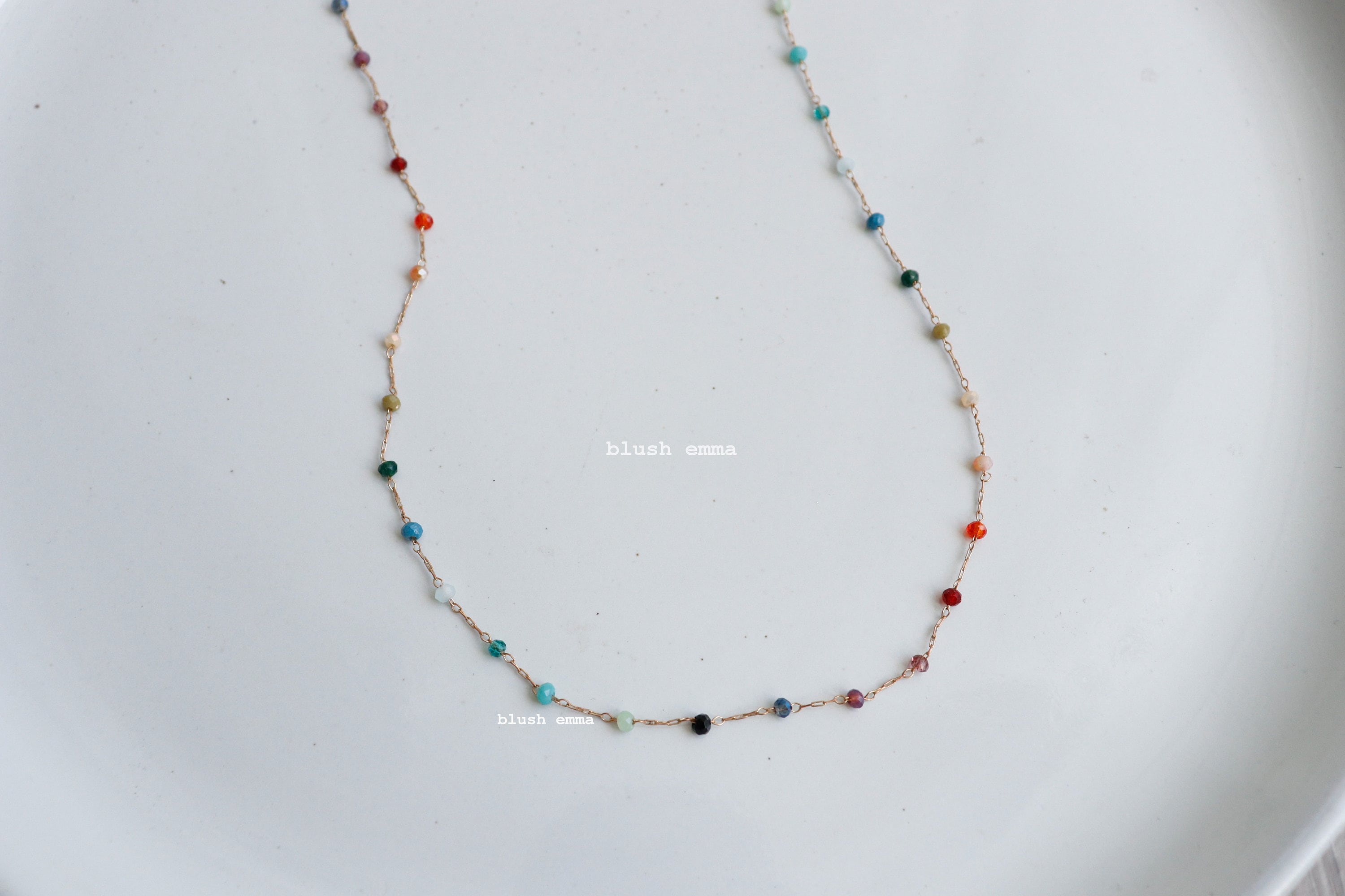 Blush Emma Spaced Out Dark Rainbow Small Crystal Beaded Necklace