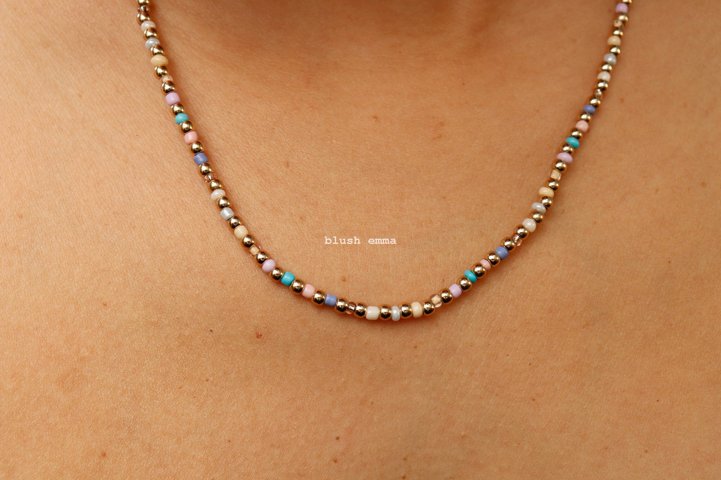 Vibrant Rainbow Color Fully Beaded Necklace