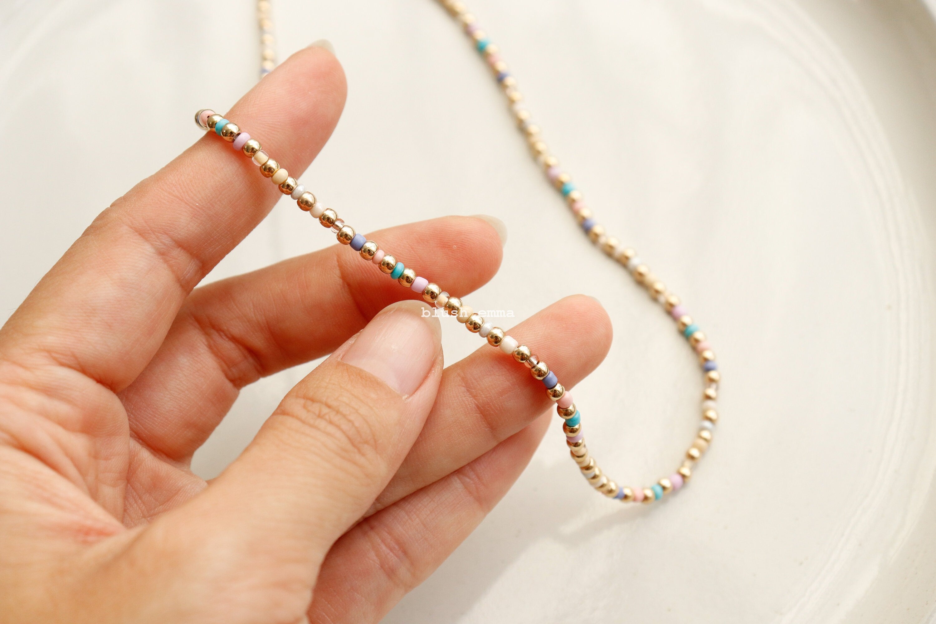 Vibrant Rainbow Color Fully Beaded Necklace