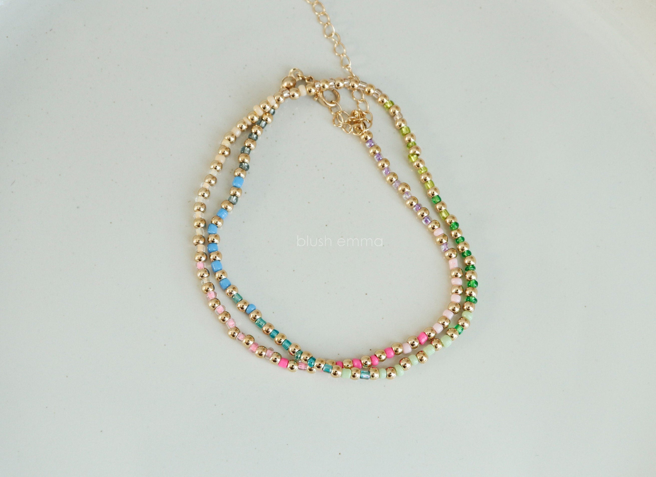 Vibrant Rainbow Color Fully Beaded Necklace