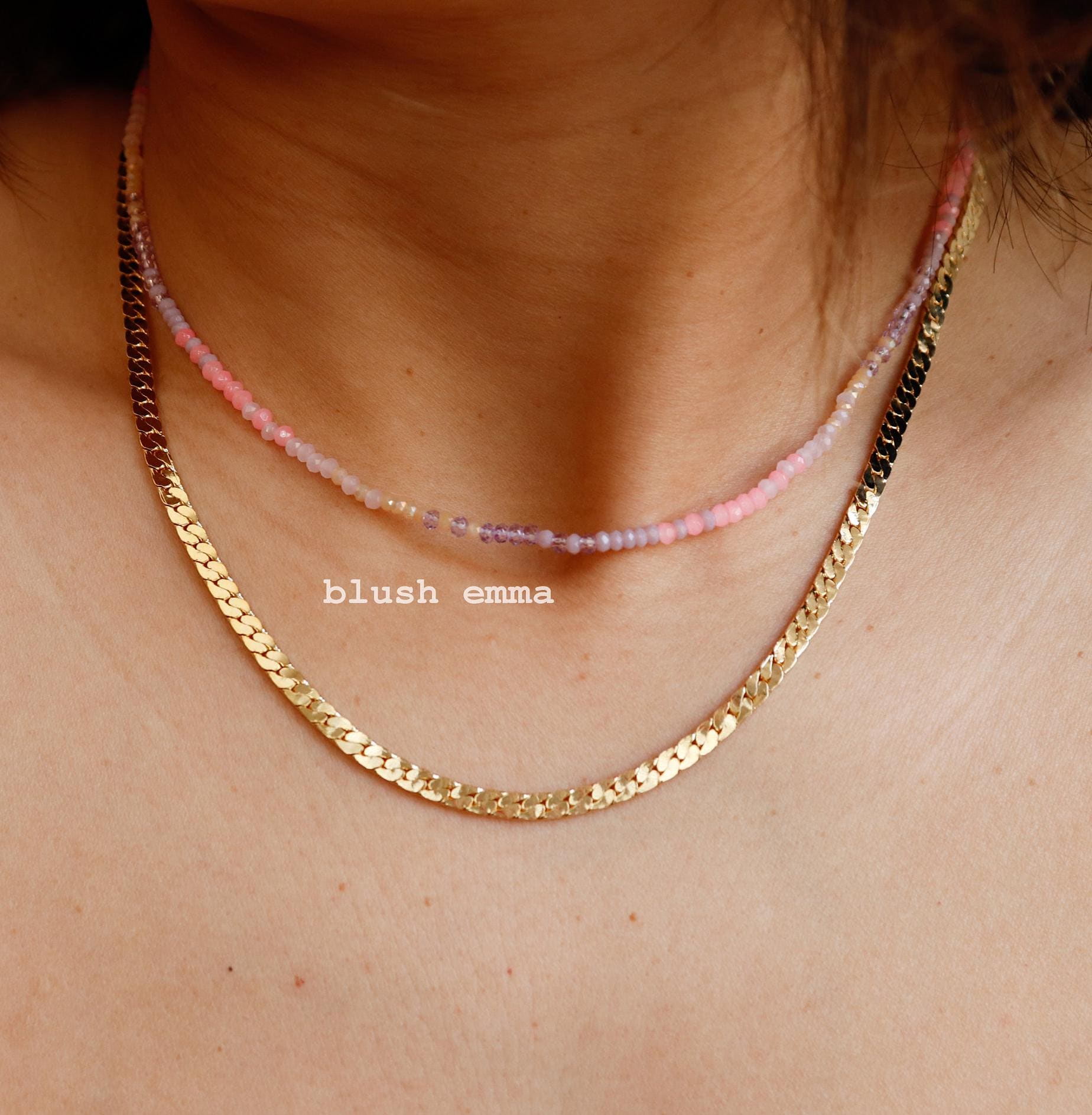 Bright Pink Lilac Ombre Beaded Necklace