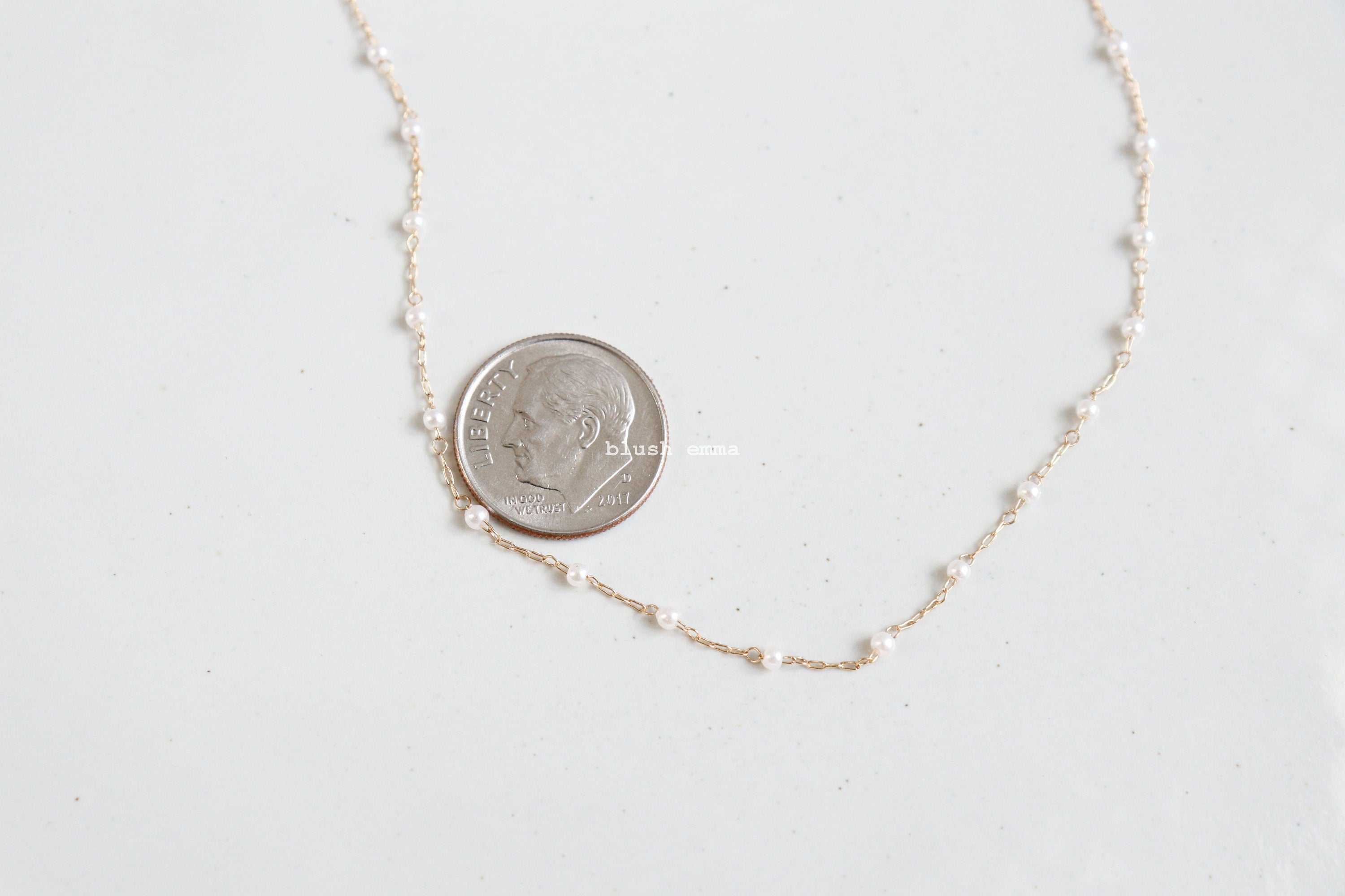 Bare Minimum Tiny Pearl 1mm Small Beaded Pearl Necklace
