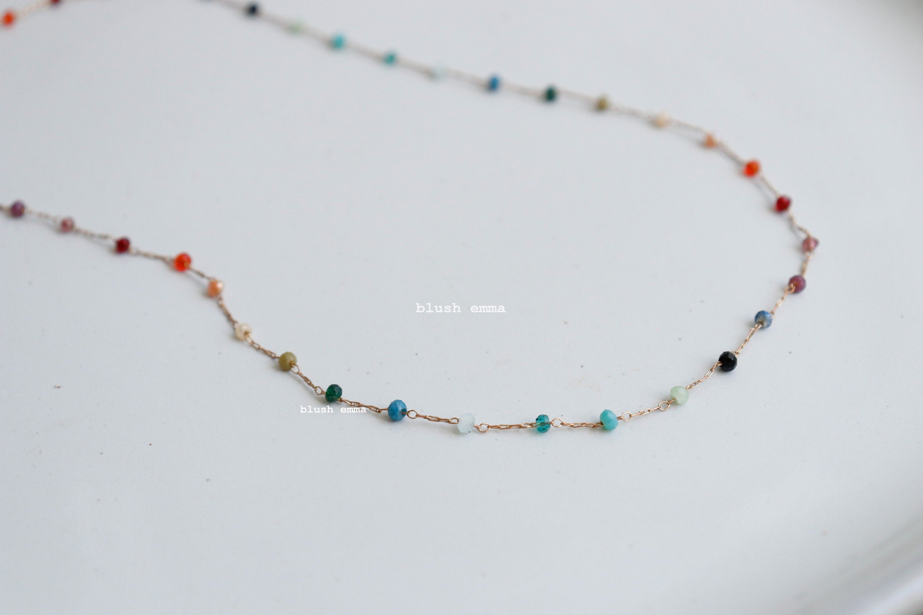 Blush Emma Spaced Out Dark Rainbow Small Crystal Beaded Necklace