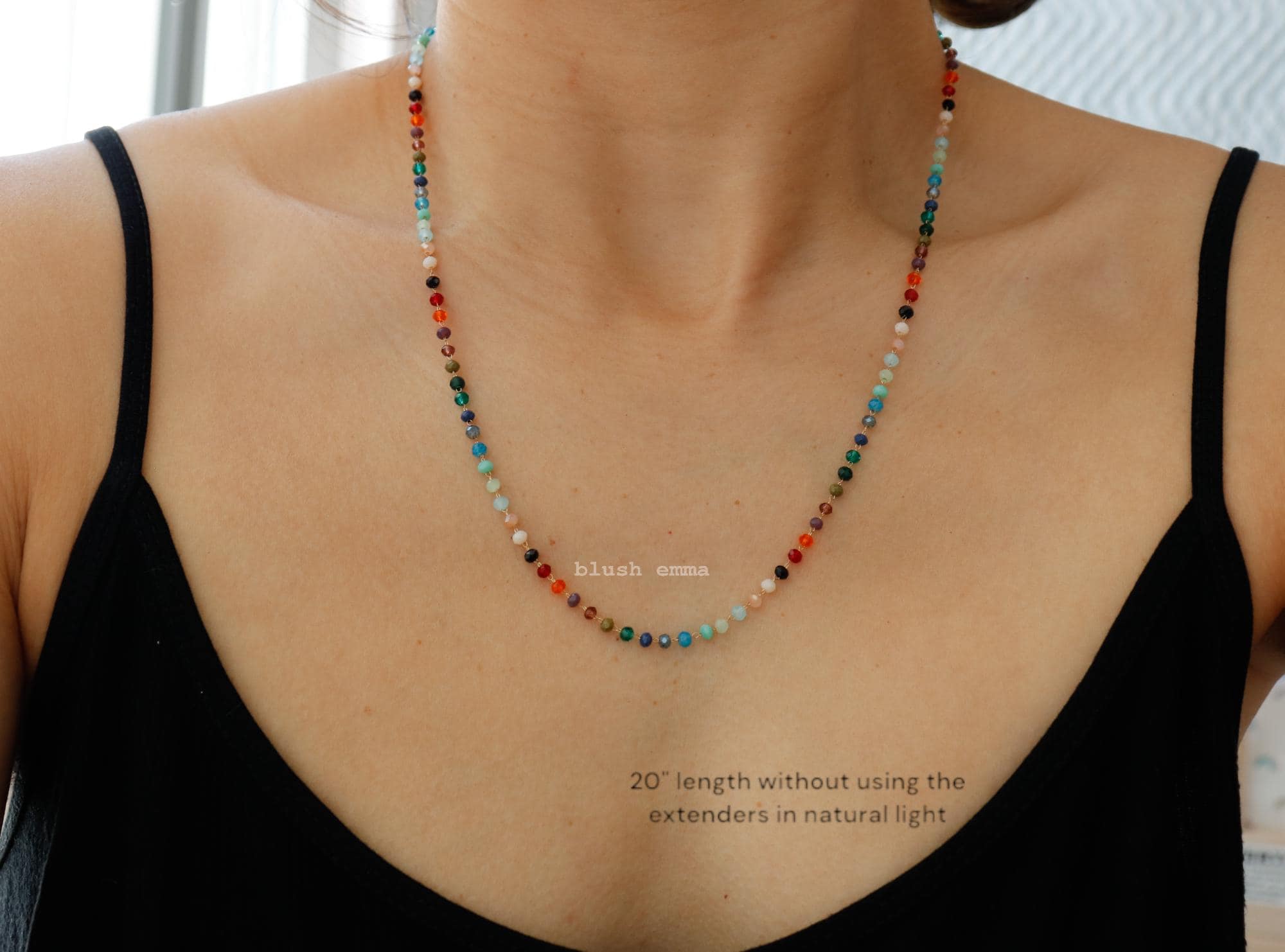 Blush Emma Large Colorful Dark Rainbow Crystal Glass Beaded Necklace