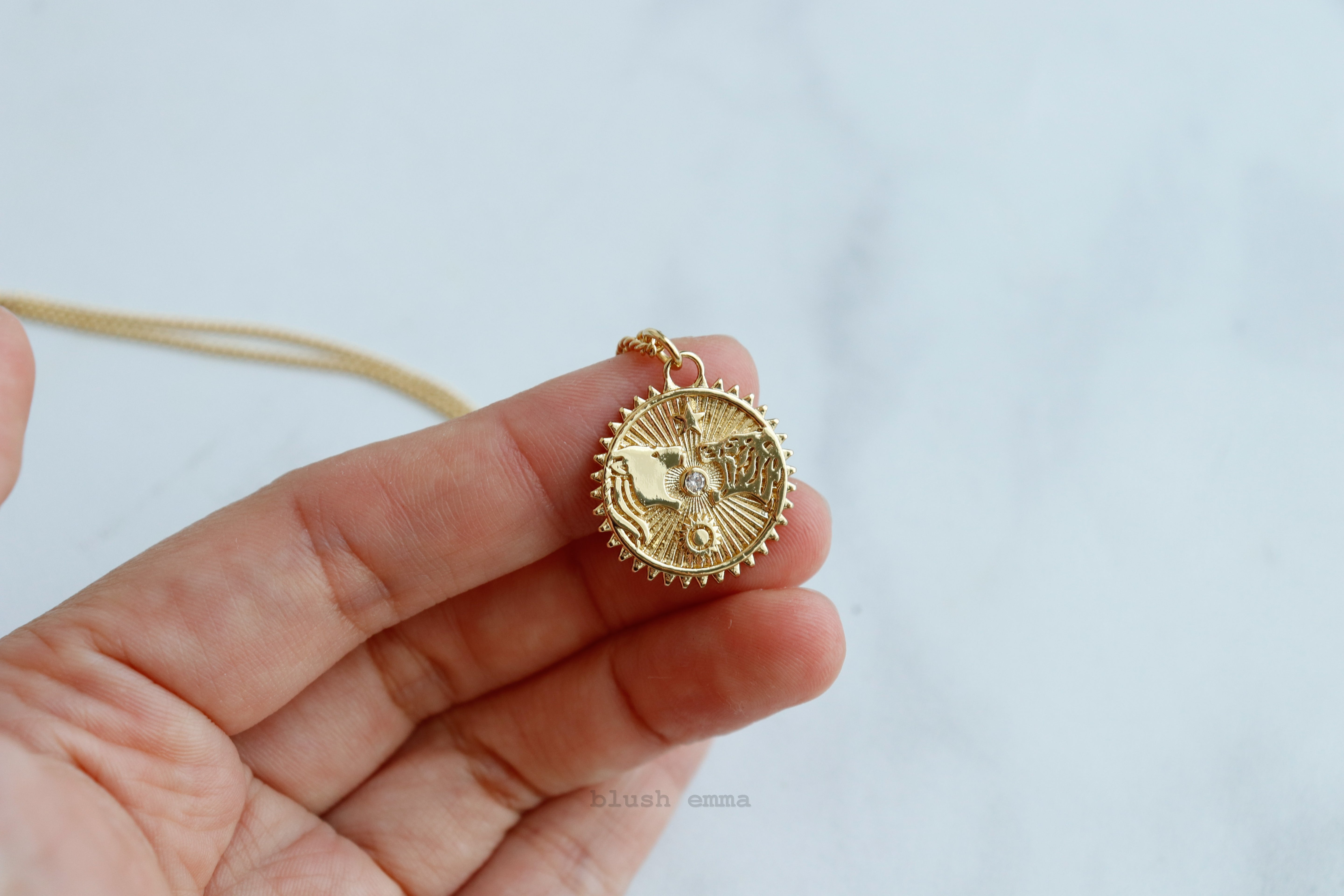 Roaring Lion and Tiger Fluted Medallion Necklace