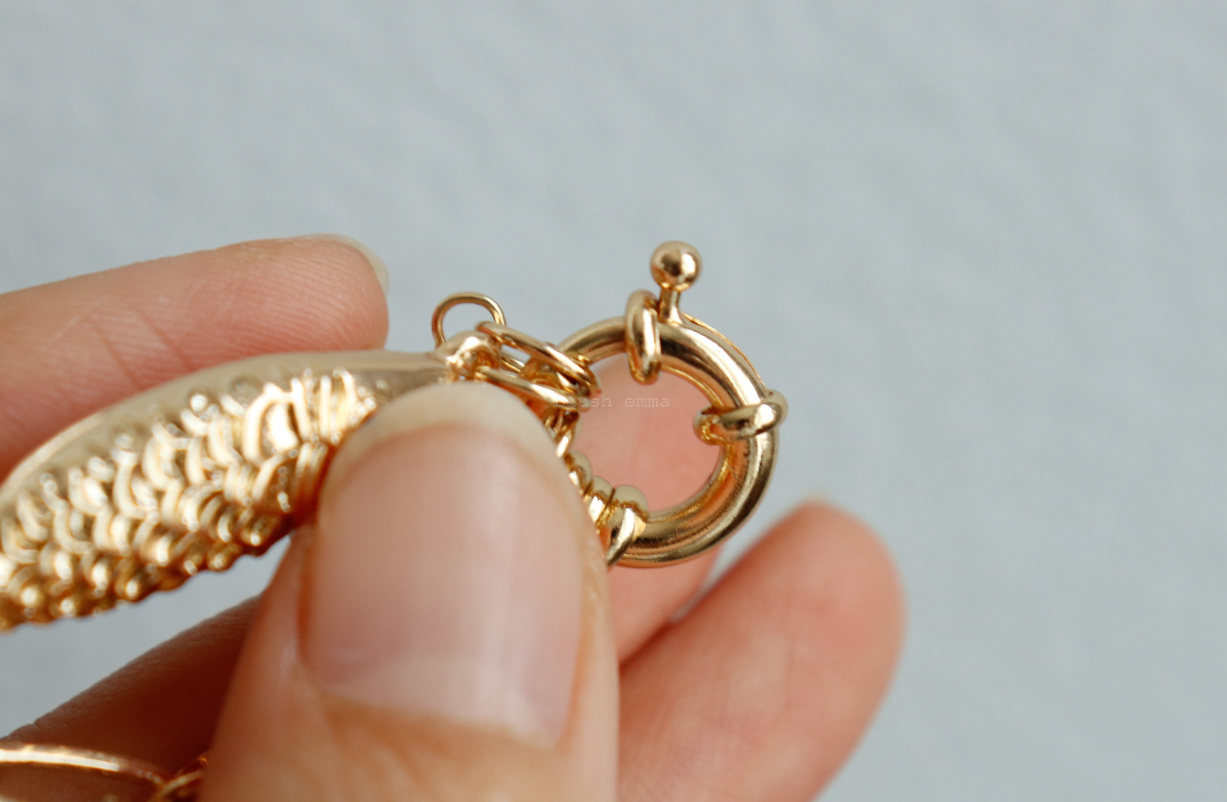Blush emma Fish Accent Coastal Chunky Charms Necklace, gold antique seashell charm chain necklace