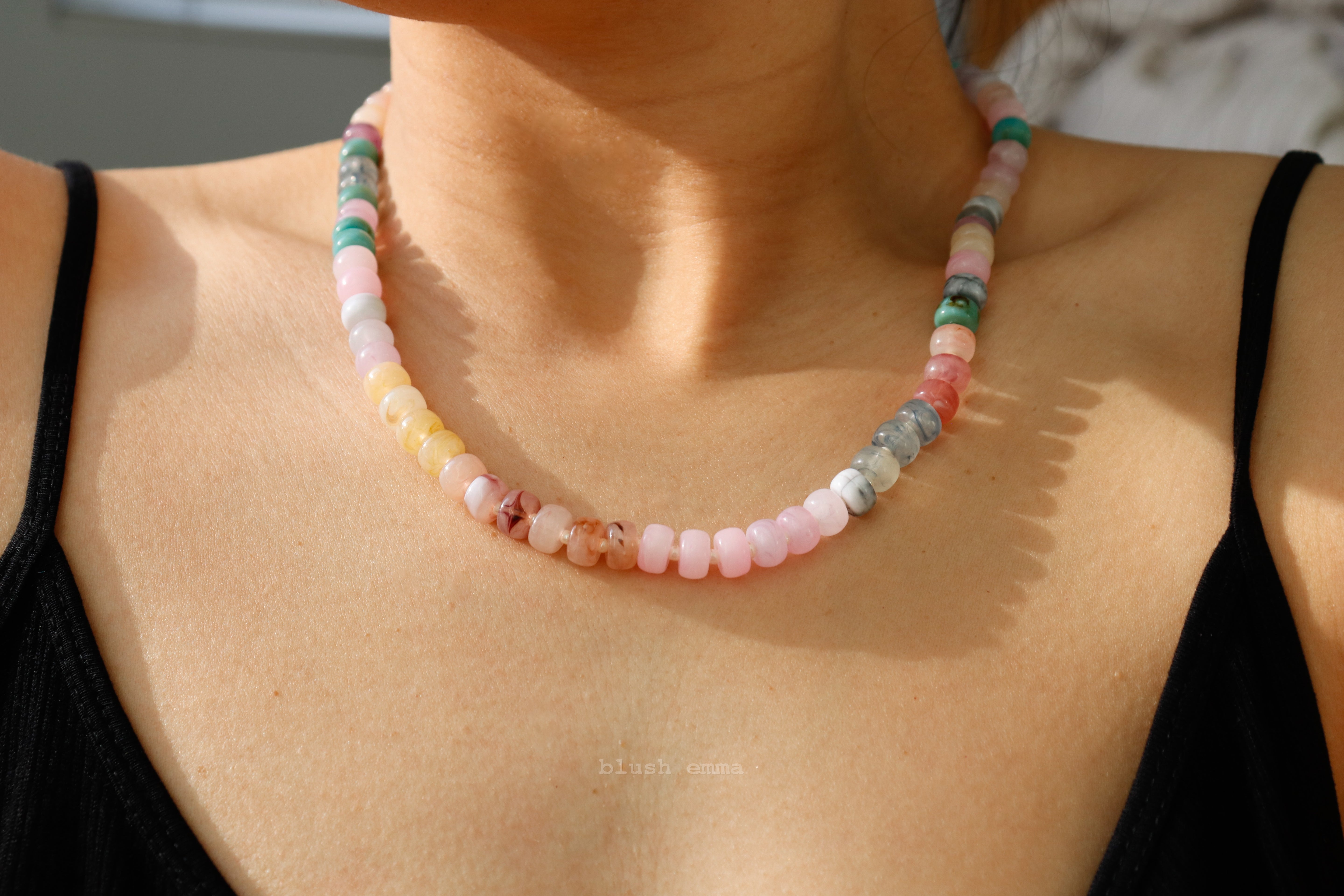 Neutral earth Tone Pastel Resin Candy Beaded Necklace