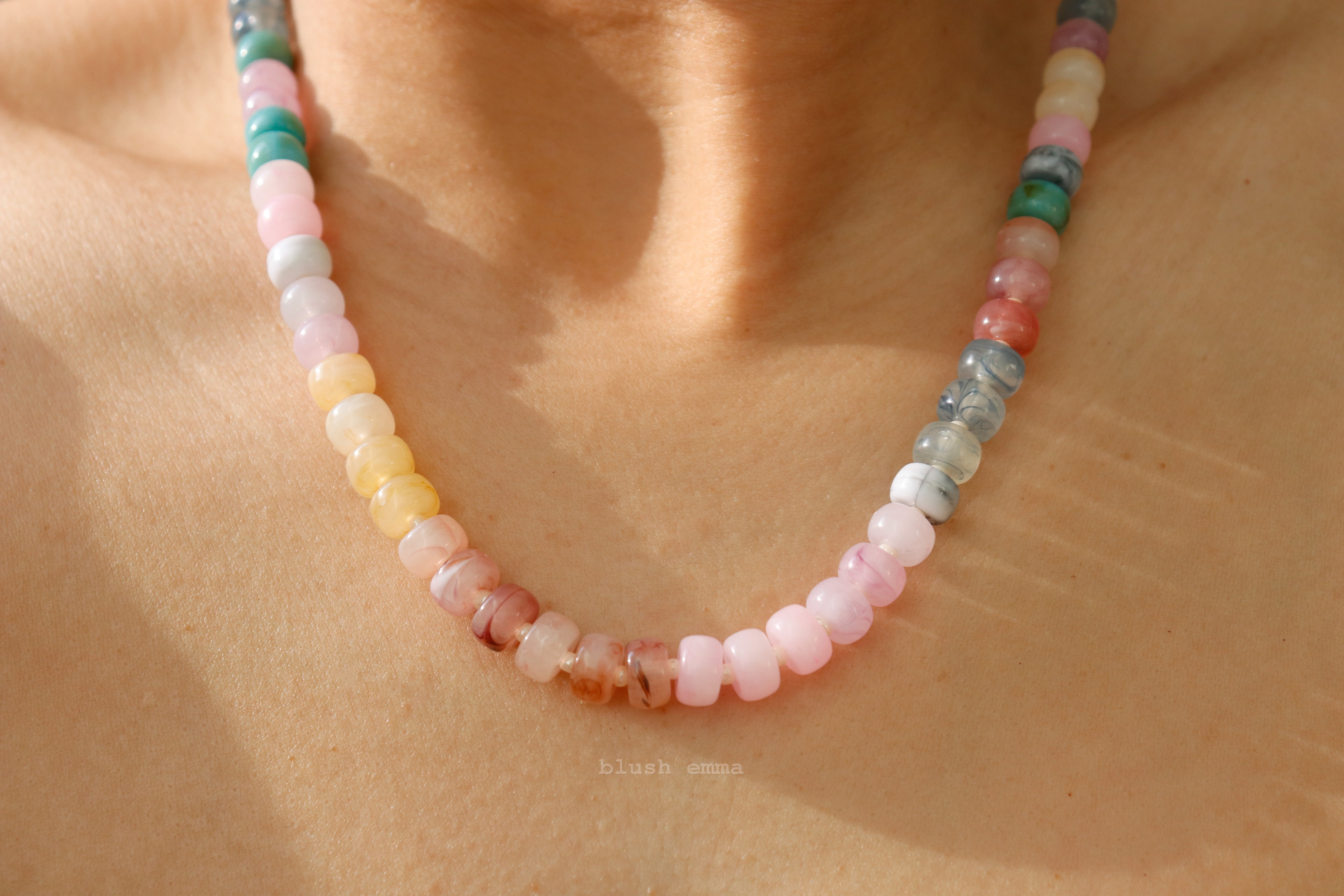 Neutral earth Tone Pastel Resin Candy Beaded Necklace