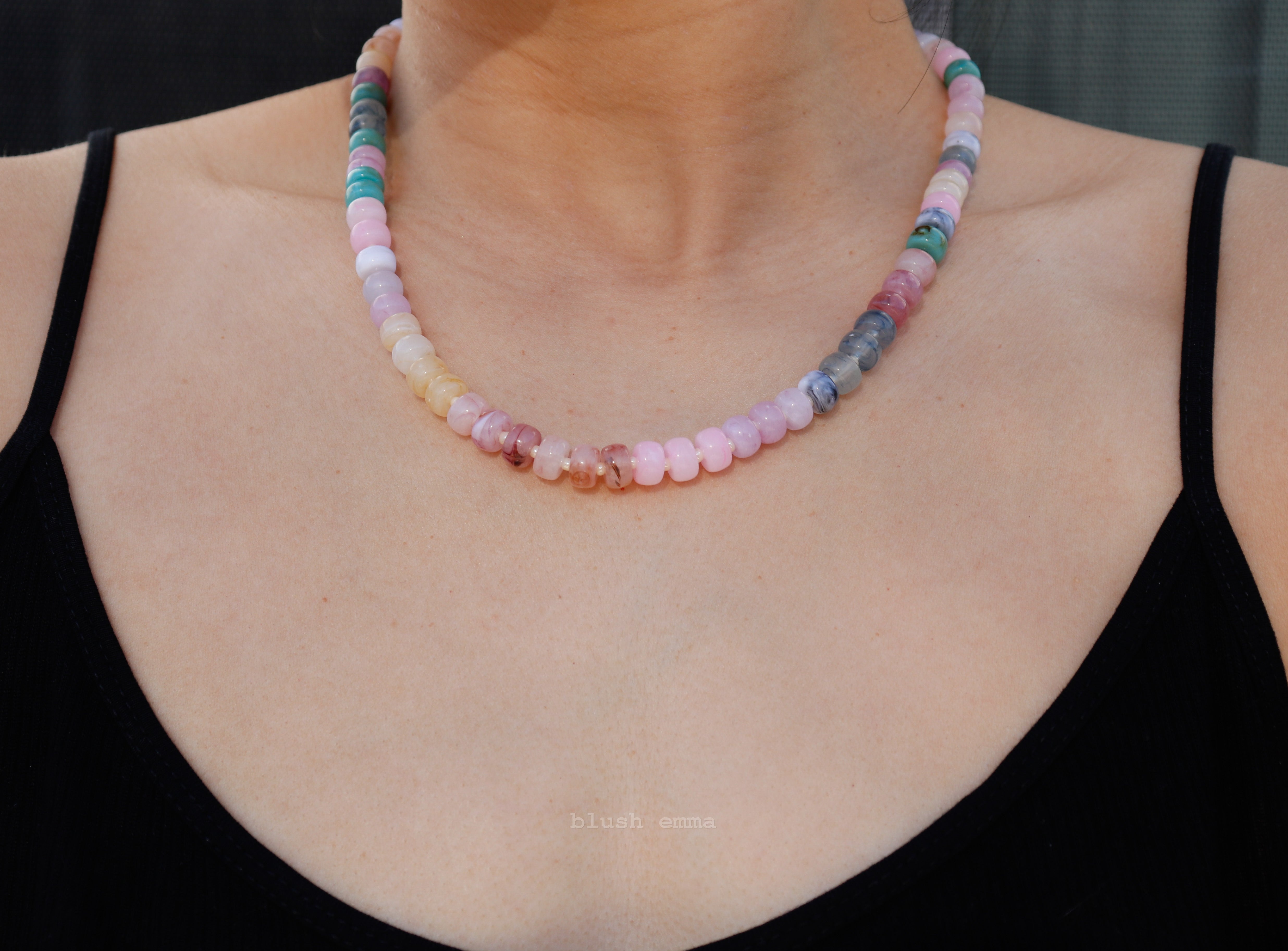 Neutral earth Tone Pastel Resin Candy Beaded Necklace