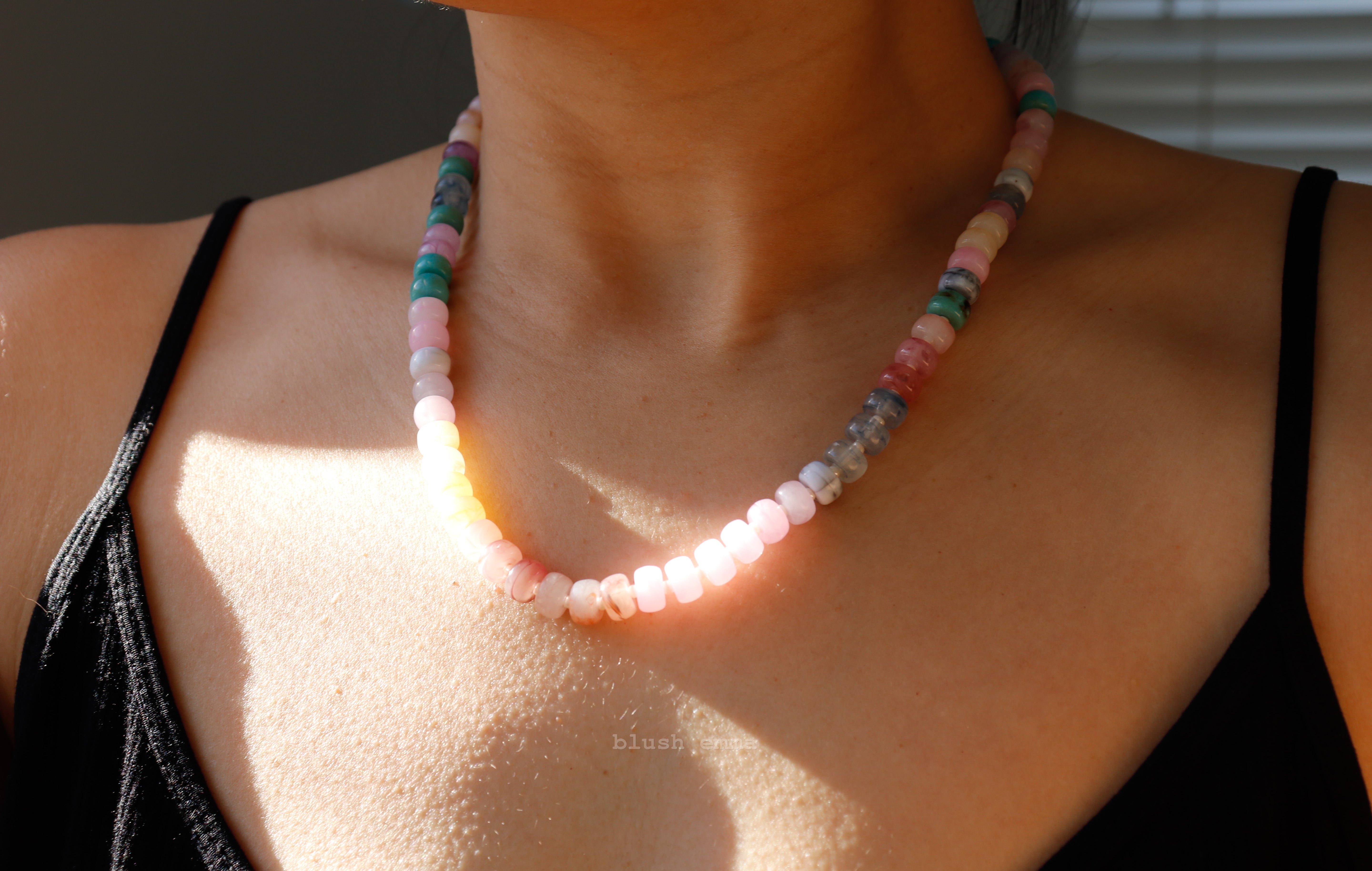 Neutral earth Tone Pastel Resin Candy Beaded Necklace