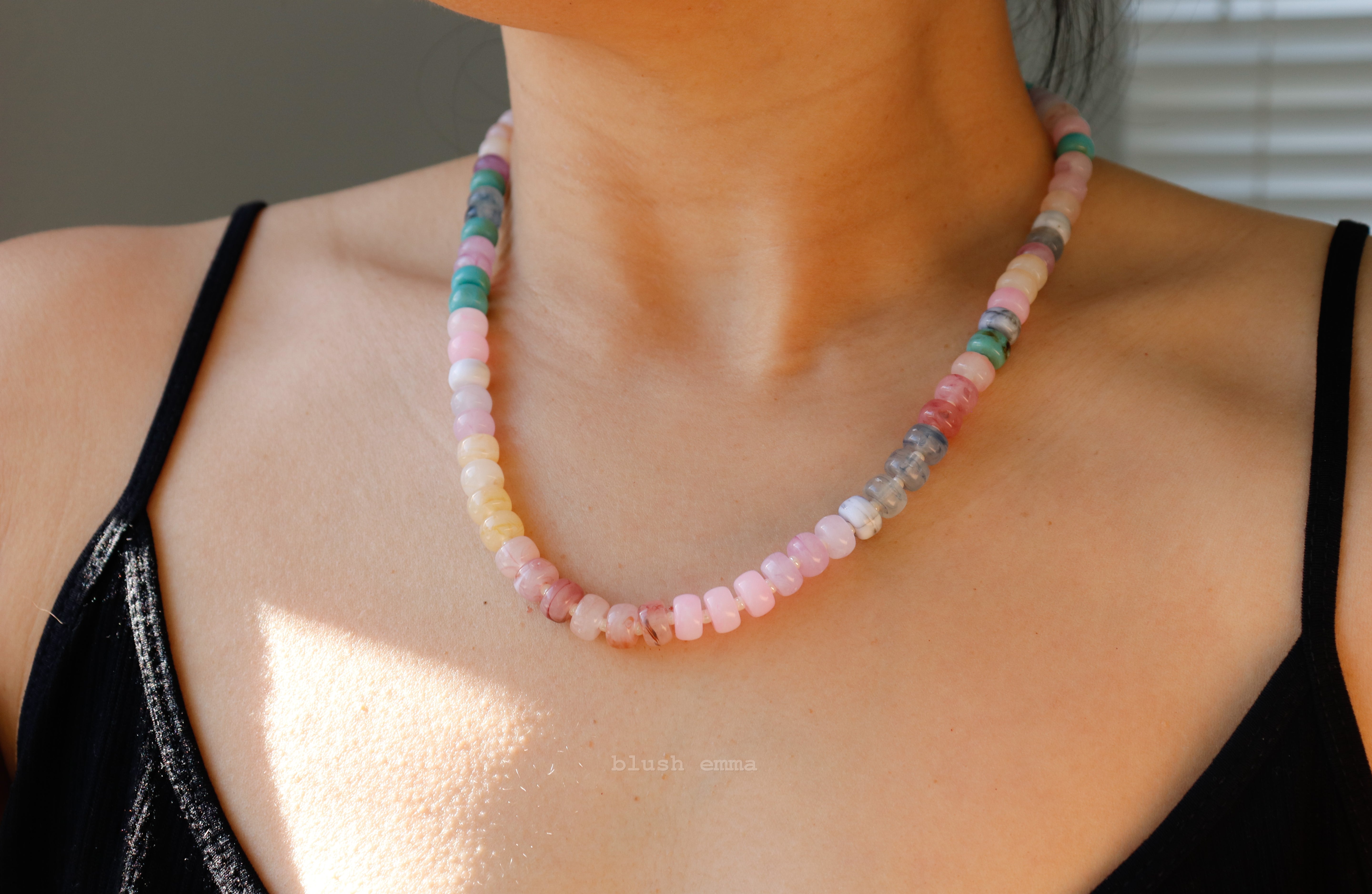 Neutral earth Tone Pastel Resin Candy Beaded Necklace