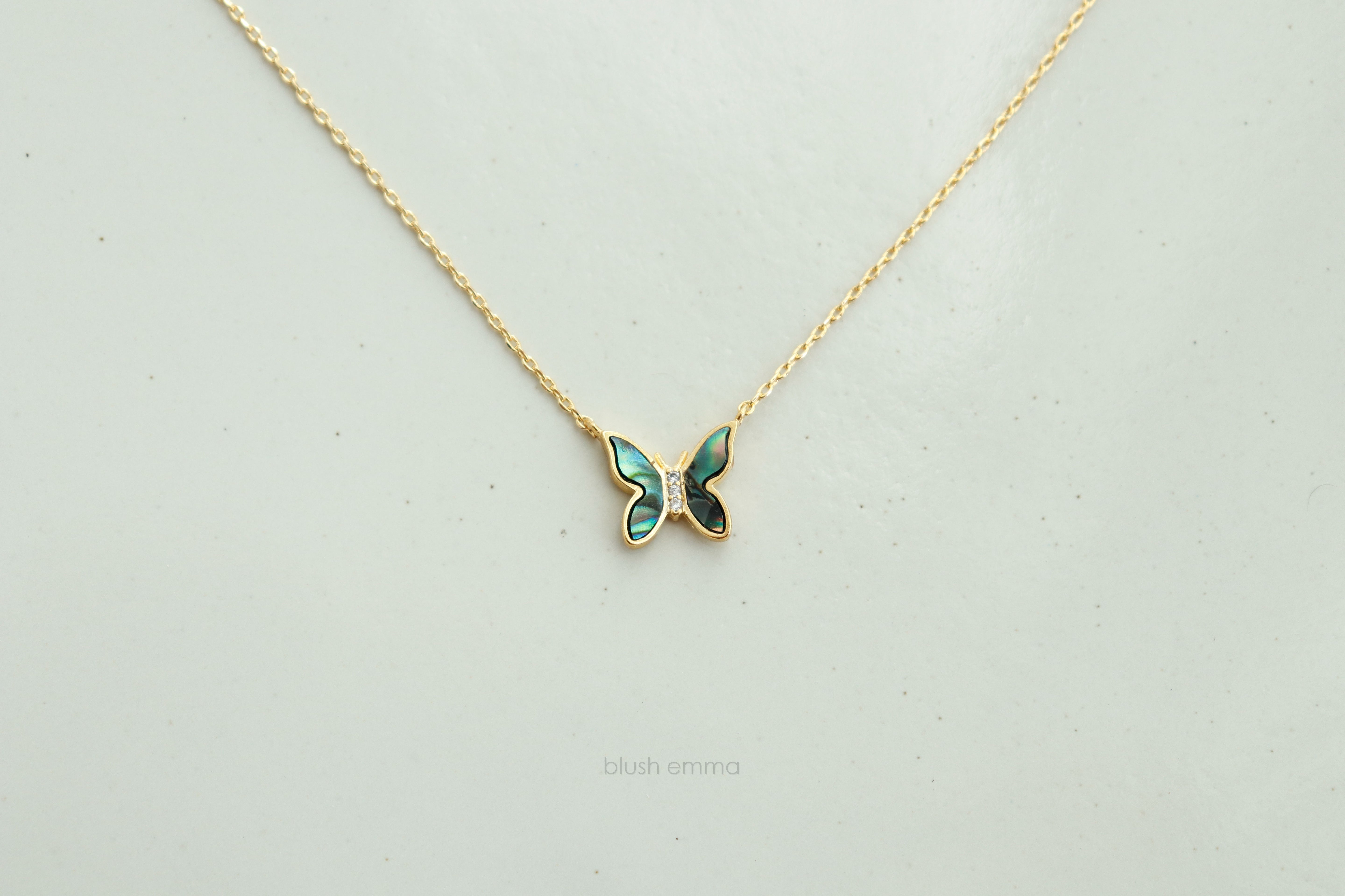 Coastal Abalone Shell Butterfly Necklace