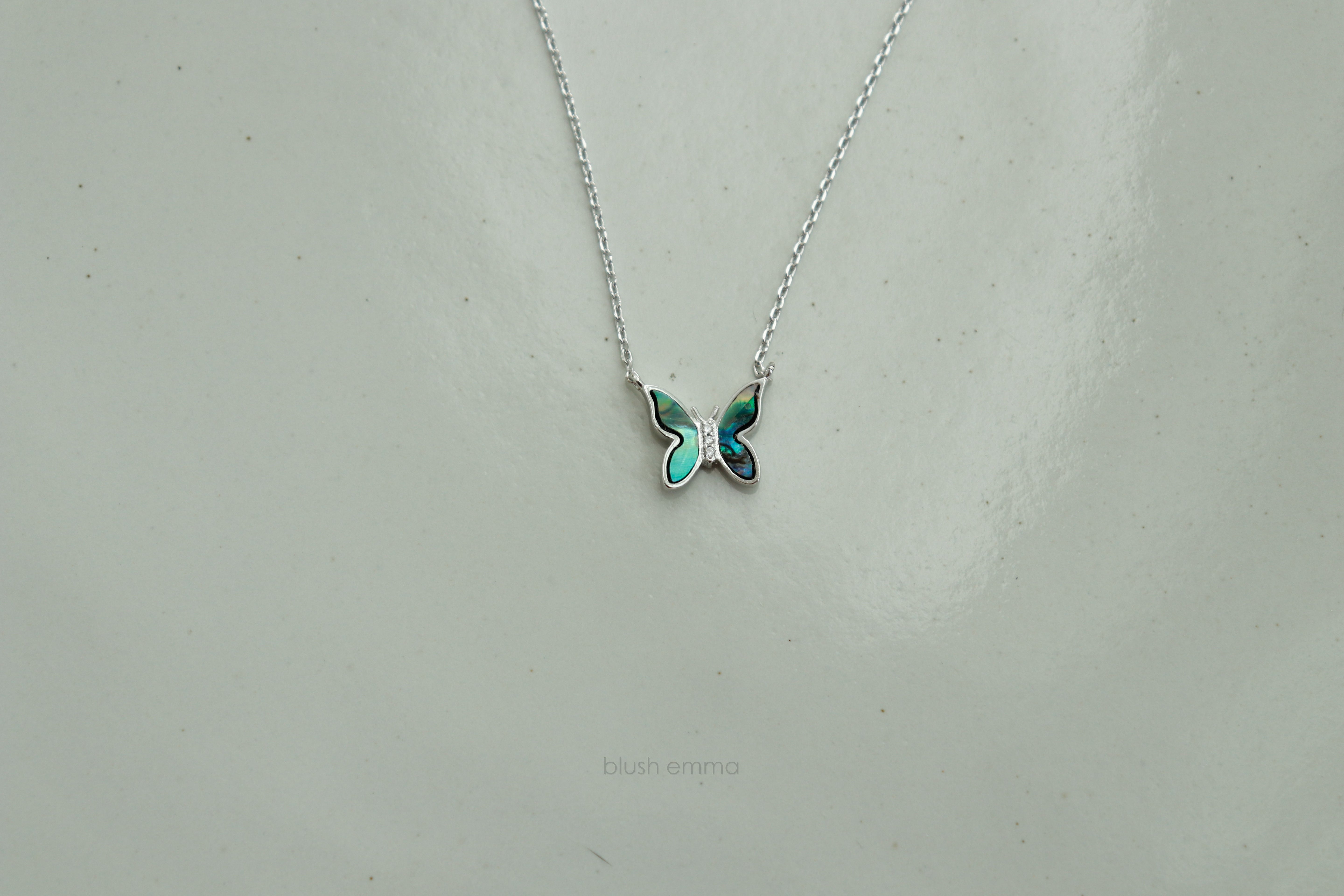 Coastal Abalone Shell Butterfly Necklace