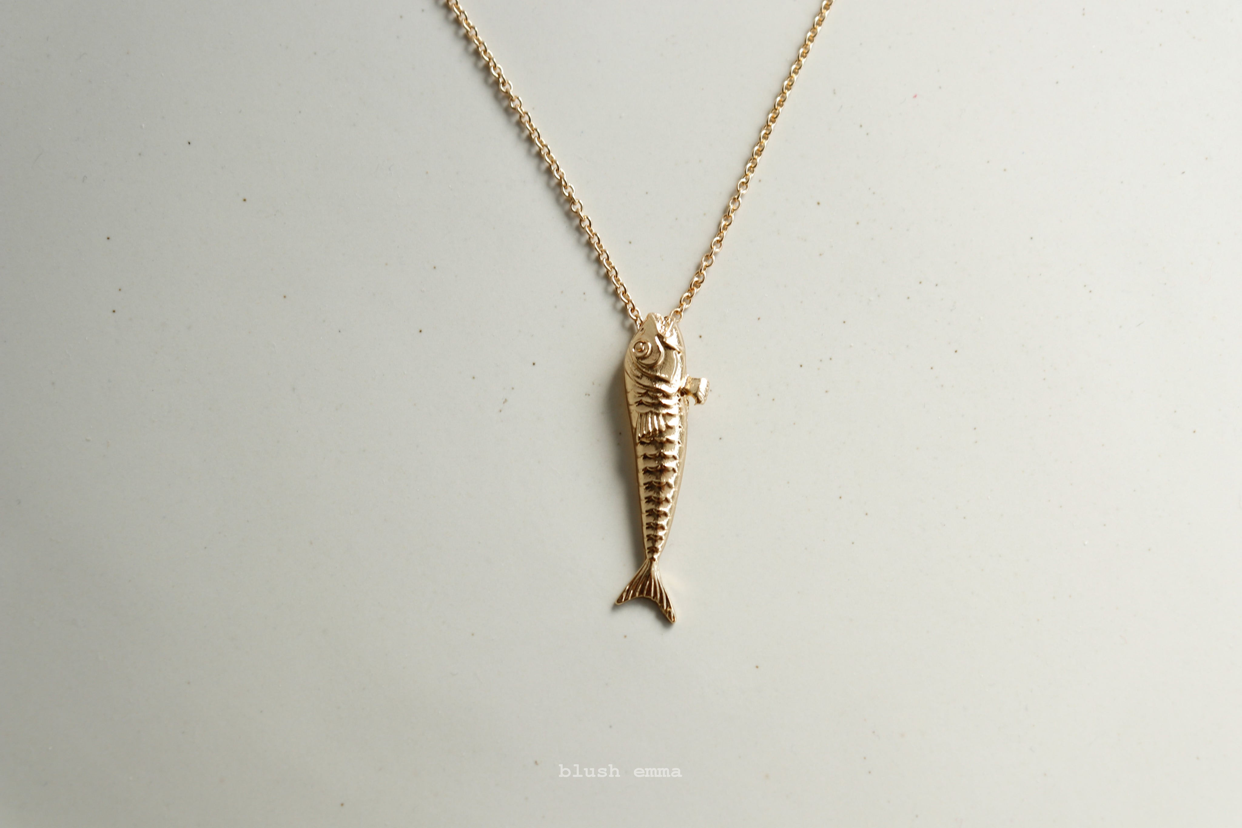 The Fish Necklace, Large Eye Dainty Gold Plated Chain, Layering for Beaded Coastal Boho Gold, Minimal Jewelry, Bridesmaid Bestie Gift