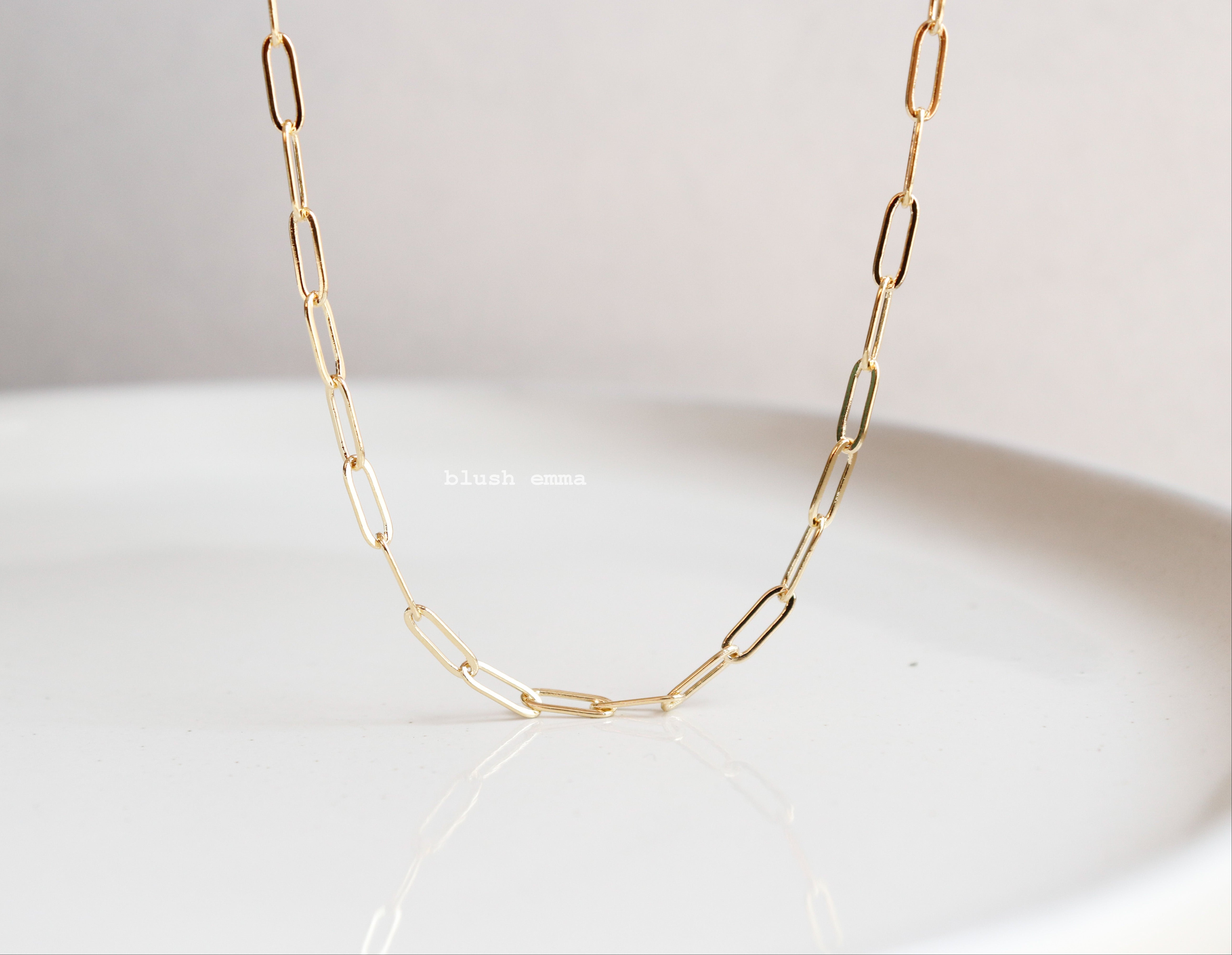 gold plated paperclip dainty chain