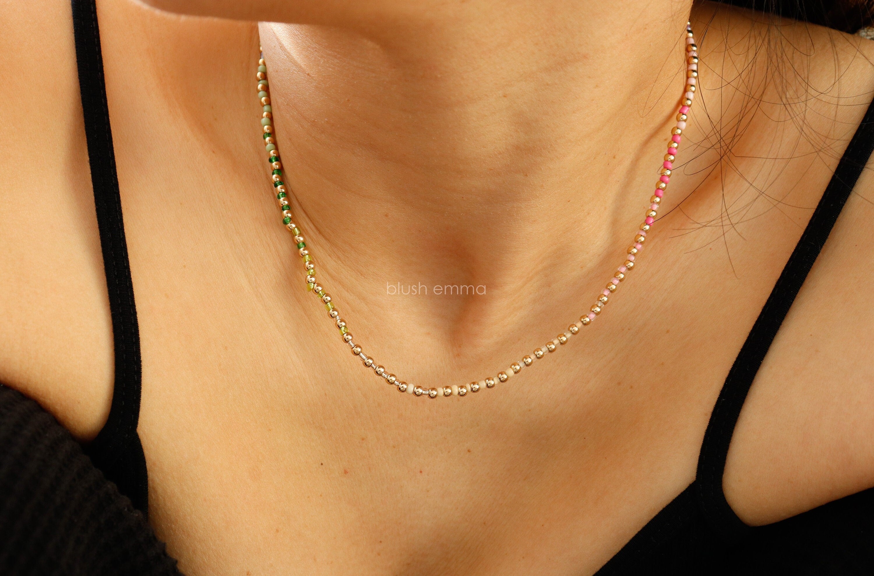 Vibrant Rainbow Color Fully Beaded Necklace