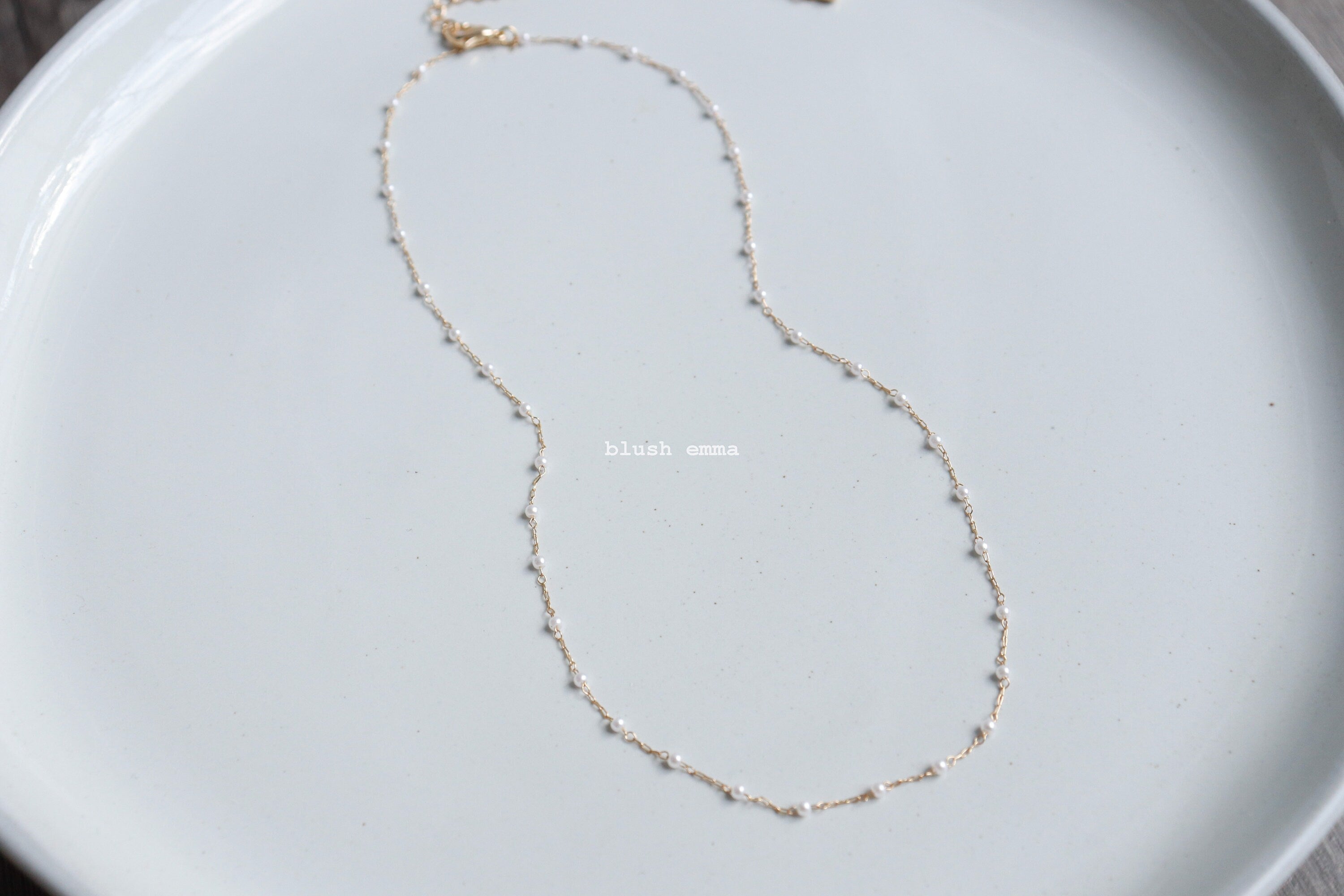 Bare Minimum Tiny Pearl 1mm Small Beaded Pearl Necklace