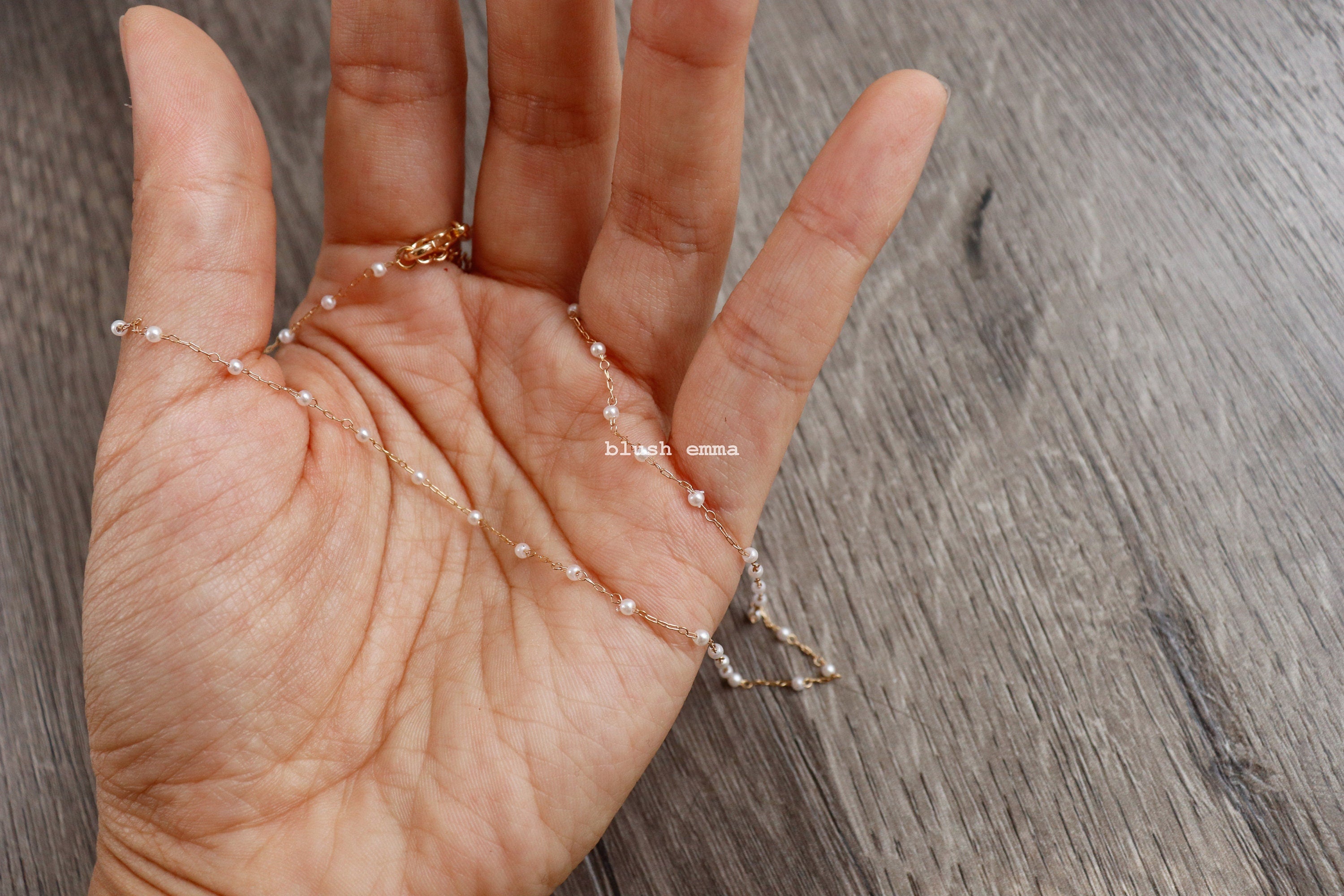 Bare Minimum Tiny Pearl 1mm Small Beaded Pearl Necklace