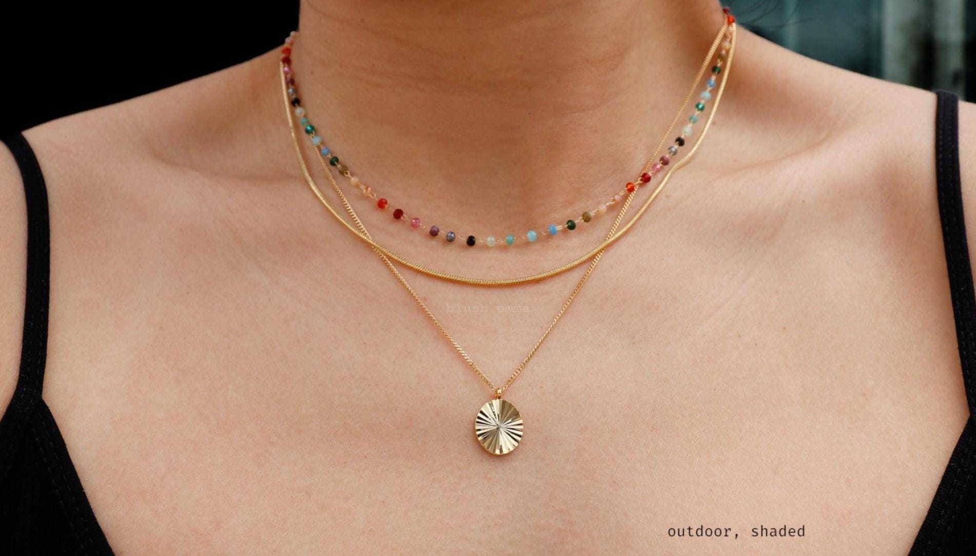 Blushemma Colorful Rainbow Small Crystal Beaded Necklace