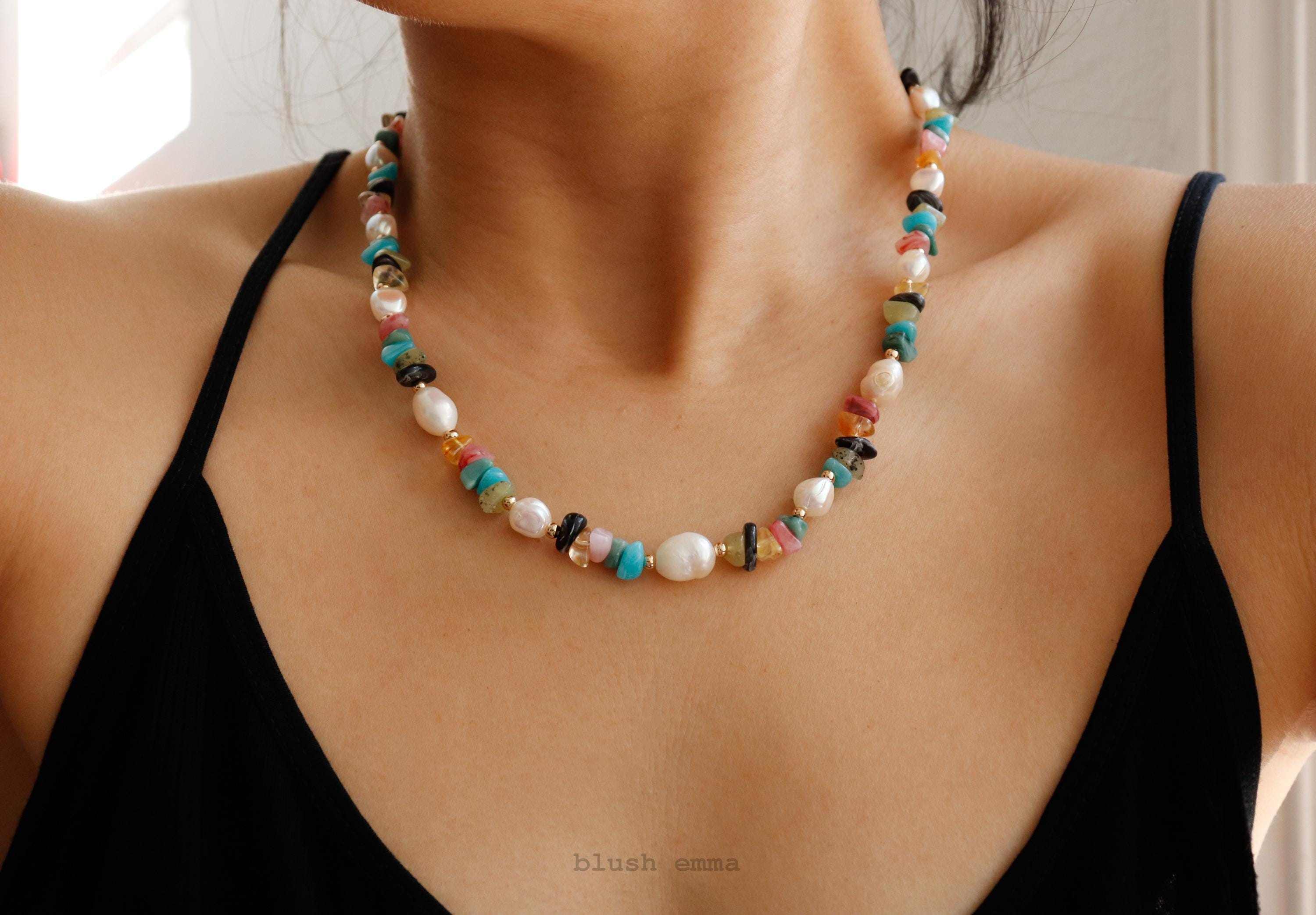 Mixed Gem Coastal Beaded Necklace