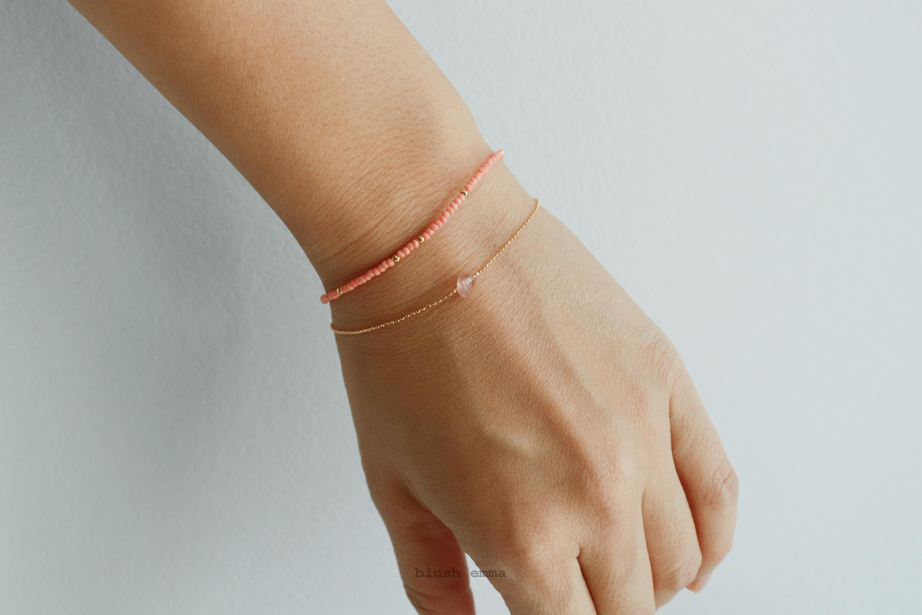 Gem Point Tiny Coral Beaded Bracelet