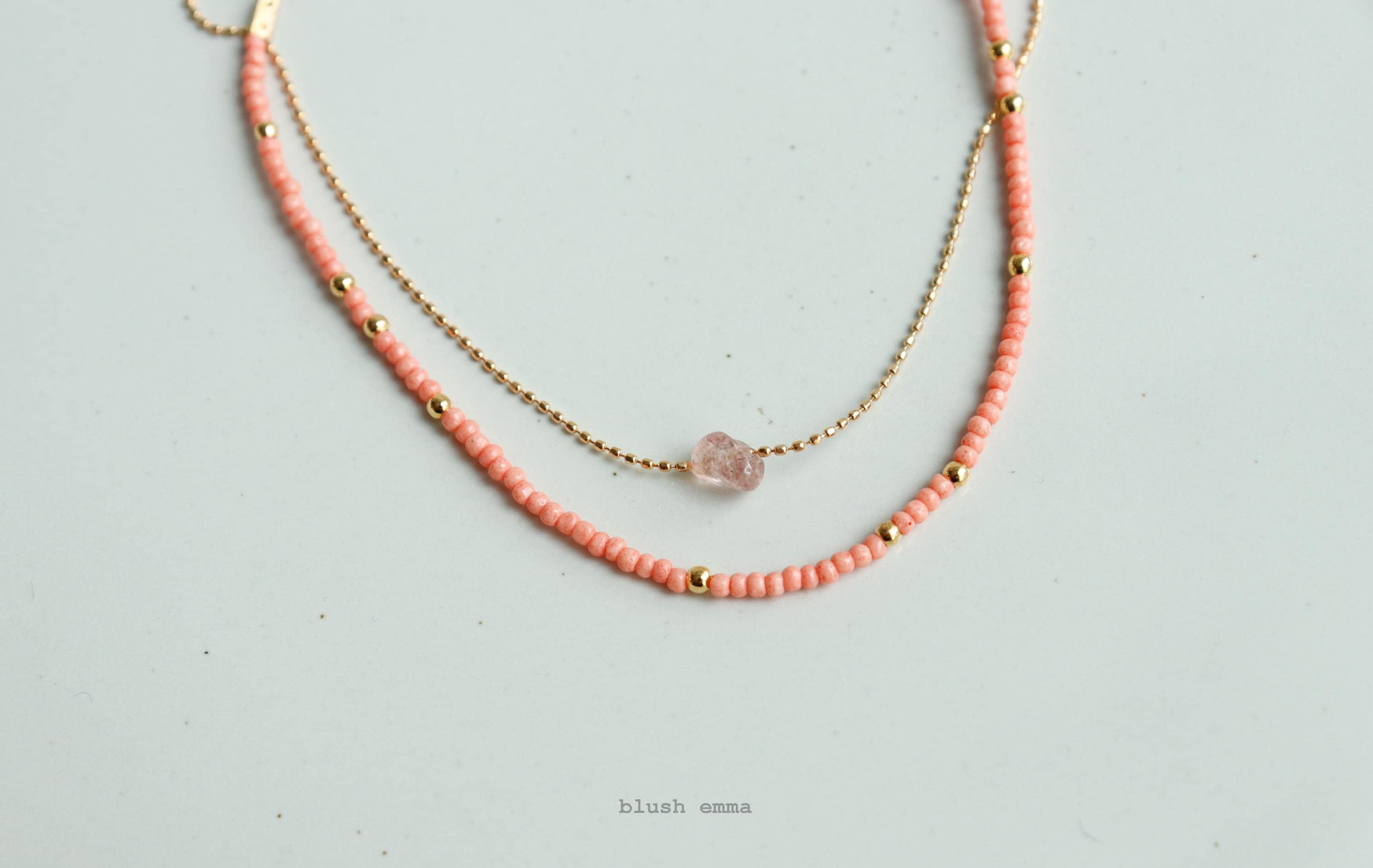 Gem Point Tiny Coral Beaded Bracelet