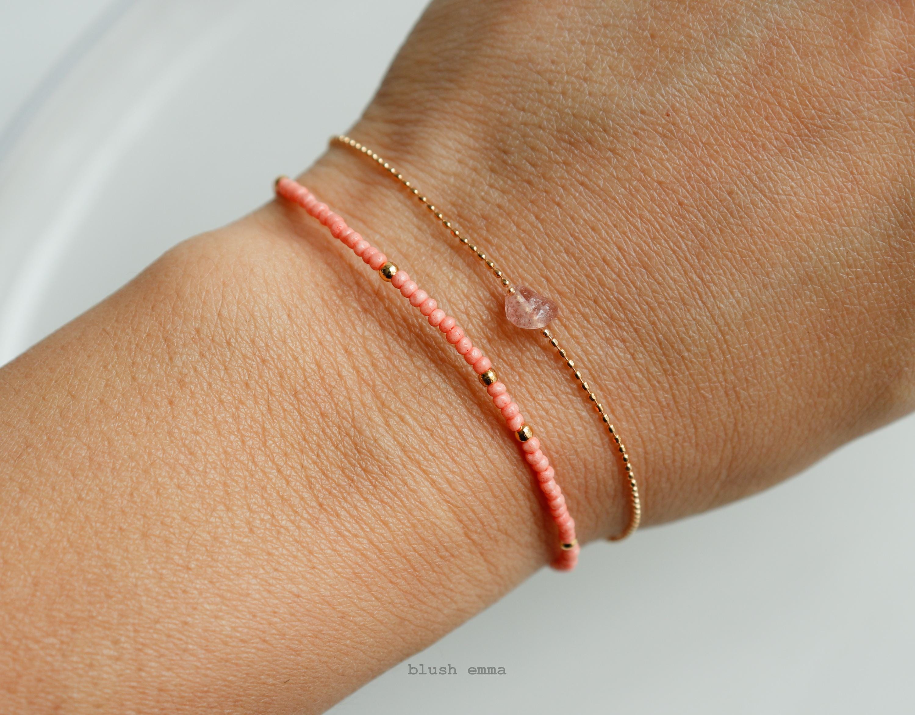 Gem Point Tiny Coral Beaded Bracelet